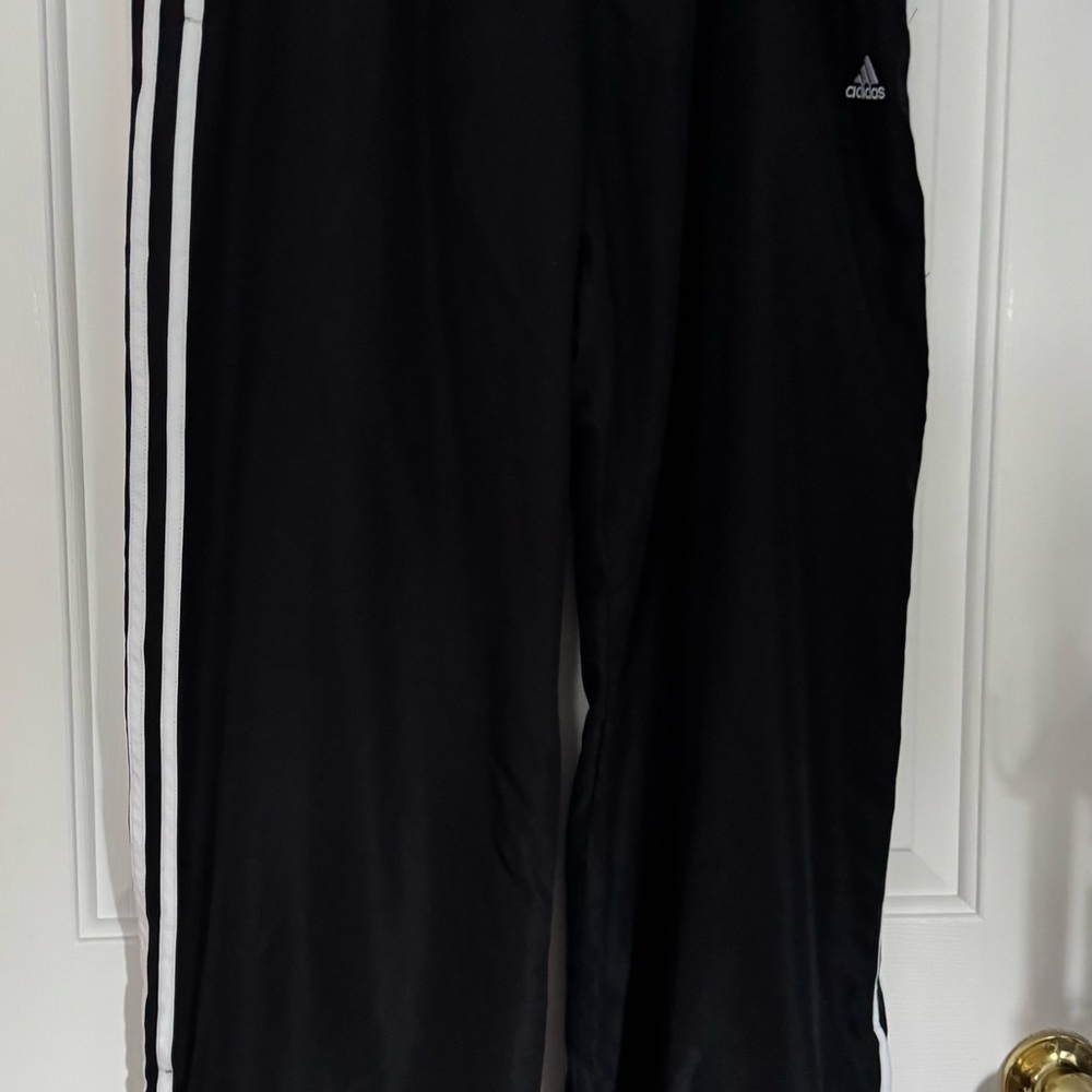 Adidas Men’s Black Athletic Pants with White Stripes
